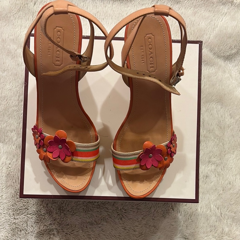 Coach Tan and Orange Sandals with Chic Design